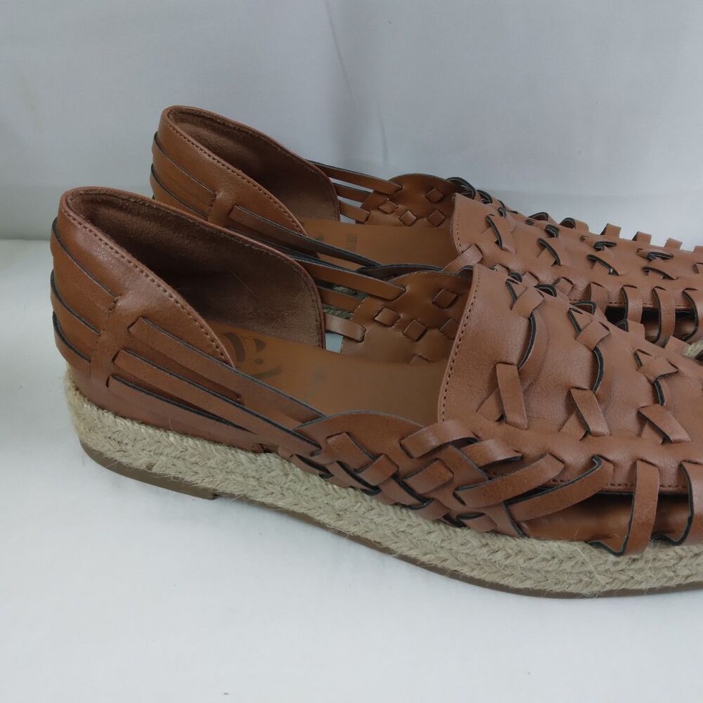 Sam & Libby Woven Espadrille Loafers Cognac Brown Square Toe Coastal Boho 8 - Picture 3 of 10